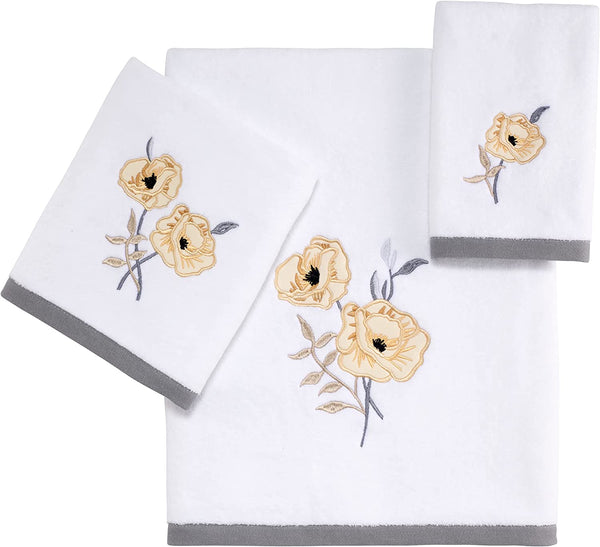 Avanti Marielle 3 Piece Bath Towel, Hand Towel and Fingertip Towel Set, Yellow