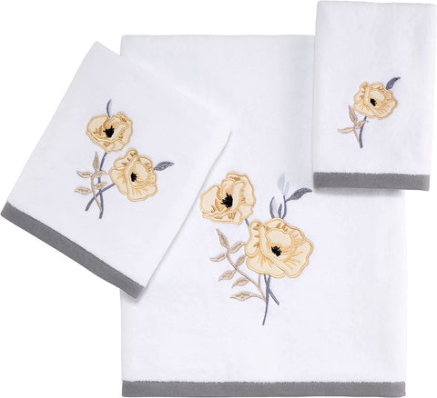 Avanti Marielle 3 Piece Bath Towel, Hand Towel and Fingertip Towel Set, Yellow