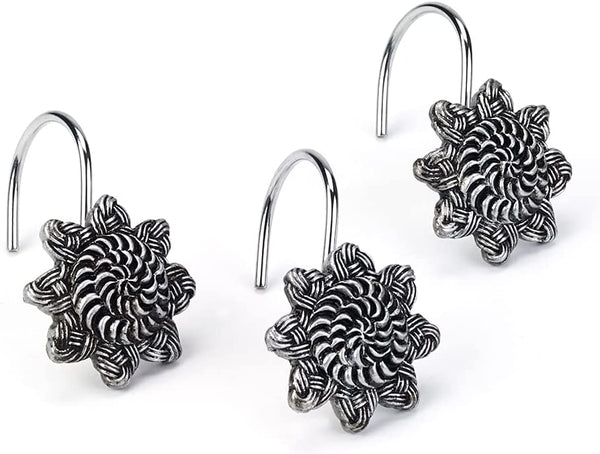 Copy of Avanti Linens Braided Medallion Shower Curtain, Shower Hooks, Rug, Bath Towel, Hand Towel and Finger Tip Towel, Granite