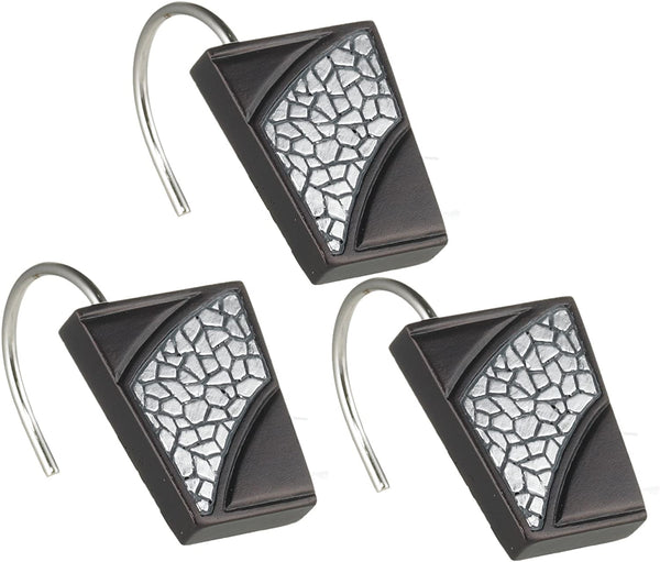 Popular Bath Sinatra 7 Piece Shower Curtain, Shower Hooks, Rugs and Towel Set, ORB Brown