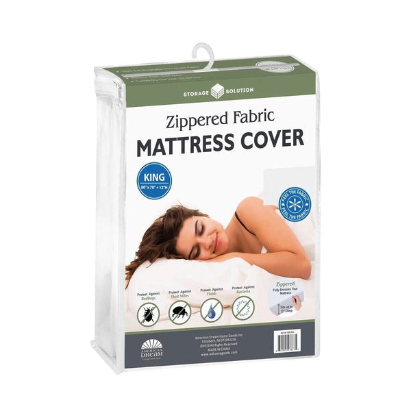 Zippered Fabric Mattress Cover, Protects Against Bed Bugs