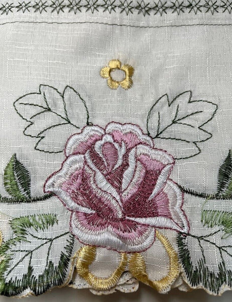Rita Green Kitchen Curtains and Swag Set with Embroidery, 36" Long