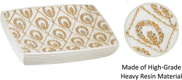 Popular Bath Seraphina 4 Piece Bathroom Set, Heavy Duty Resin, Bone and Gold