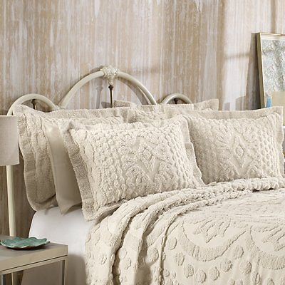 KINGSTON TUFTED CHENILLE BEDSPREAD AND PILLOW SHAM SET, ALL COTTON