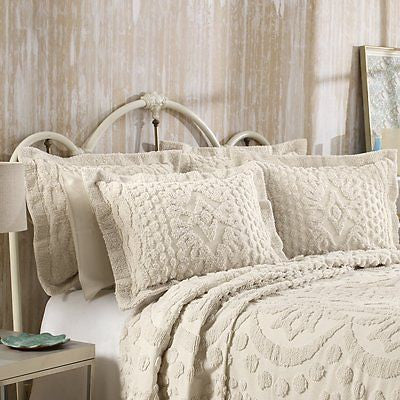 KINGSTON TUFTED CHENILLE BEDSPREAD AND PILLOW SHAM SET ALL COTTON
