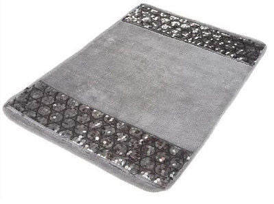 Popular Bath Sinatra Silver Shower Curtain, Rugs and Resin Accessory Set