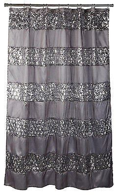Popular Bath Sinatra Silver Shower Curtain, Rugs and Resin Accessory Set