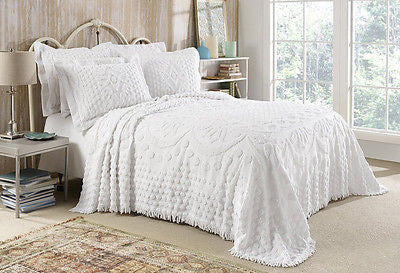 KINGSTON TUFTED CHENILLE BEDSPREAD AND PILLOW SHAM SET ALL COTTON