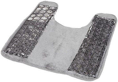 Popular Bath Sinatra Silver Shower Curtain, Rugs and Resin Accessory Set