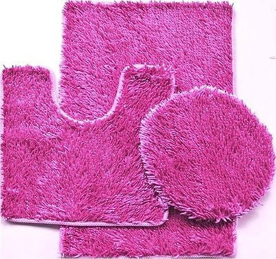 3 PIECE SHINY SOFT PADDED CHENILLE SHAG BATH RUG, CONTOUR RUG AND LID COVER SET