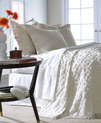 DIAMOND TUFTED CHENILLE BEDSPREAD AND PILLOW SHAM SET, ALL COTTON