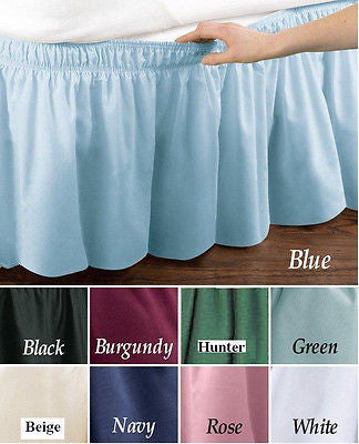 WRAP AROUND DUST RUFFLE, COTTON BLEND BED SKIRT, 14 INCH DROP