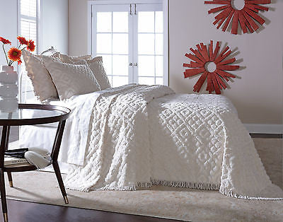 DIAMOND TUFTED CHENILLE BEDSPREAD AND PILLOW SHAM SET, ALL COTTON