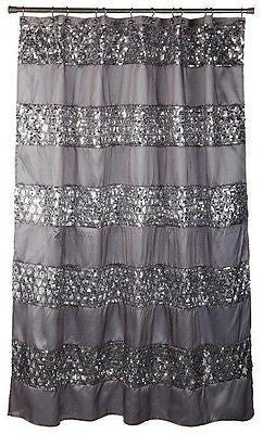 Popular Bath 5 Piece Sinatra Silver Shower Curtain and Resin Bath Accessory Set
