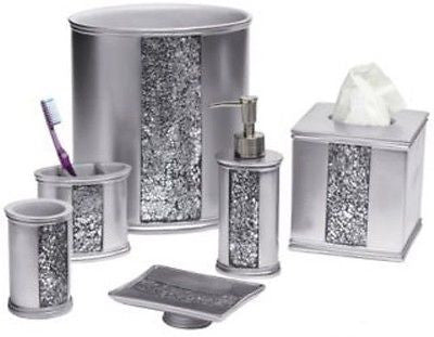 Popular Bath Sinatra Basket, Tissue, Cup, Soap Dish, Toothbrush Lotion, Silver