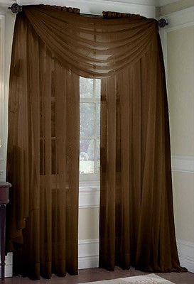 SET OF 2 SHEER VOILE CURTAINS 84" LONG BROWN