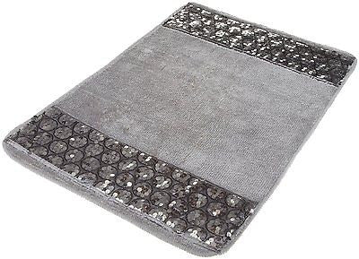Popular Bath Sinatra Silver Bath Rug with Sequins