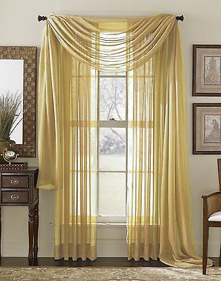 Gold sheer window scarf deals