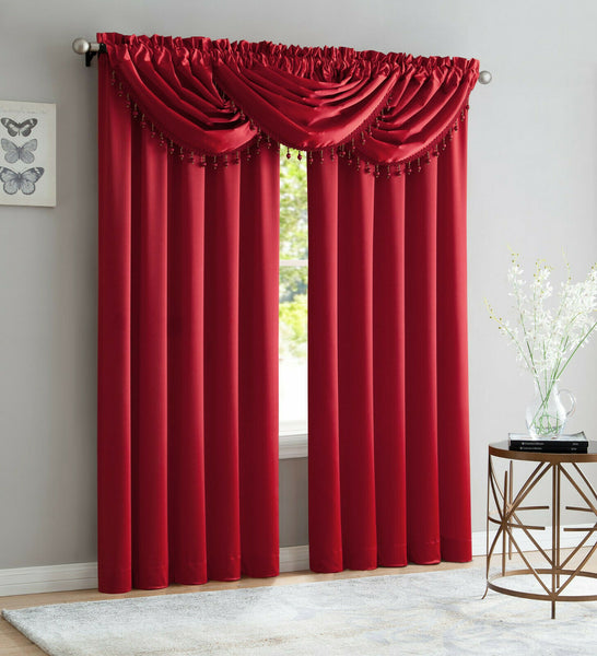 BRIDGET 5 PIECE CURTAIN SET WITH BEADED AUSTRIAN VALANCES