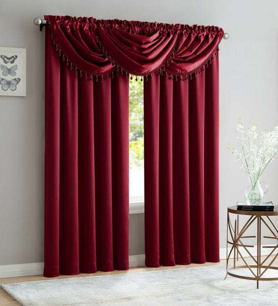 BRIDGET 5 PIECE CURTAIN SET WITH BEADED AUSTRIAN VALANCES
