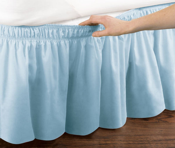 WRAP AROUND DUST RUFFLE, COTTON BLEND BED SKIRT, 14 INCH DROP