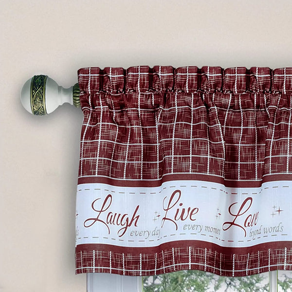 LIVE, LOVE, LAUGH KITCHEN CURTAINS AND VALANCE SET