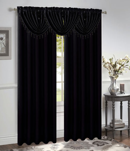 BRIDGET 5 PIECE CURTAIN SET WITH BEADED AUSTRIAN VALANCES