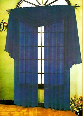 SHEER VOILE 216" WINDOW CURTAIN SCARF SCARVES NAVY BLUE