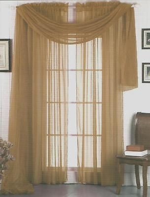 SHEER VOILE 216" WINDOW SCARF TAUPE TAN