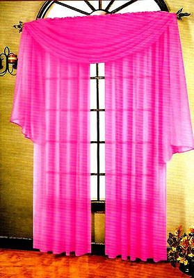 SHEER VOILE 216" WINDOW SCARF BRIGHT ROSE