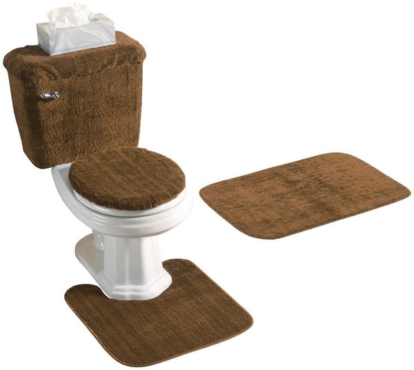5 PIECE BATH RUG, CONTOUR, LID, TANK LID and TANK COVER SET