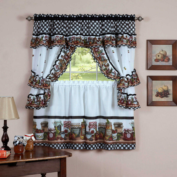 MASON JARS KITCHEN CURTAIN AND SWAG SET