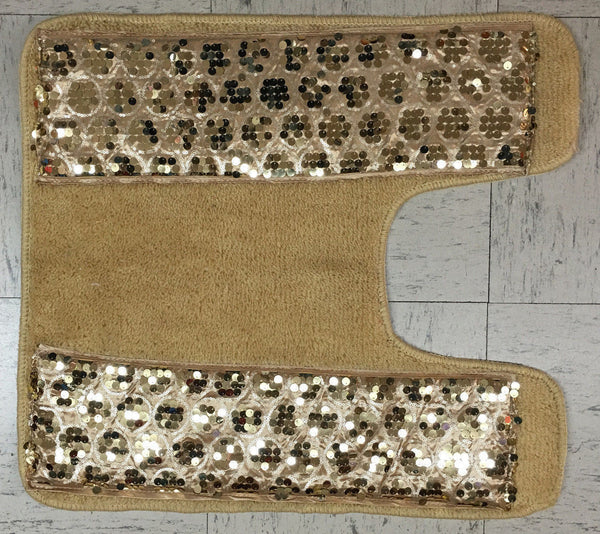 Popular Bath Sinatra Bath Contour Rug with Sequins, Champagne and Gold