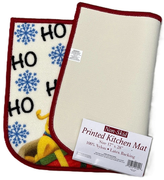 Christmas Kitchen Rug, 17" x 28" Half Moon Mat, Santa Ho, Ho, Ho - additional view