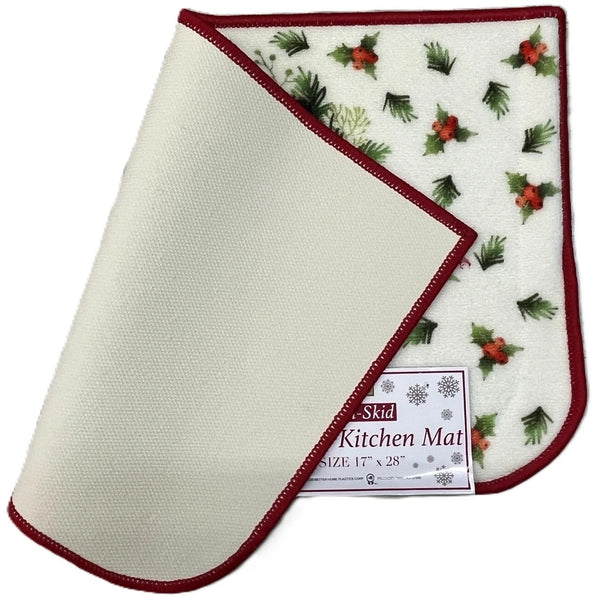 Christmas Kitchen Rug, 17" x 28" Half Moon Mat, Merry Christmas Cardinal - additional view