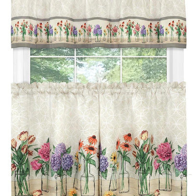 Garden Blooms Kitchen Tier Curtain and Valance Set, 58 inch wide x 36 inch long
