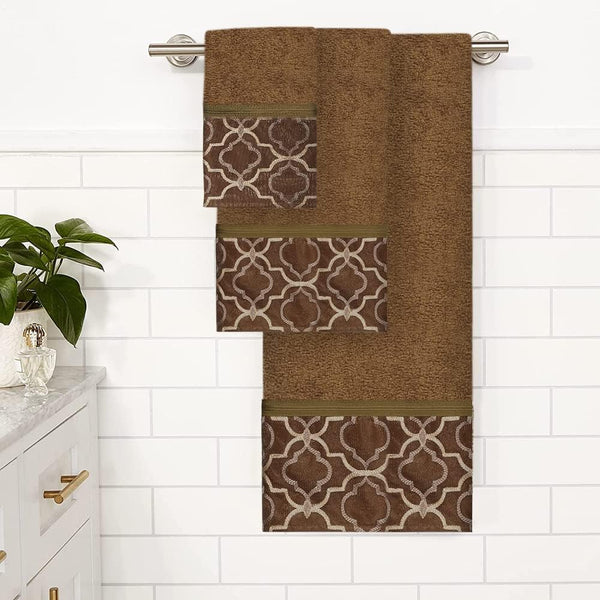 Spindle 3 Piece Bath Towel, Hand Towel and Fingertip Towel Set, Earthtones