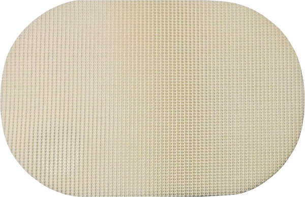 Set of 6 Waffle Weave Placemats Non Slip Oval Place Mats, Beige