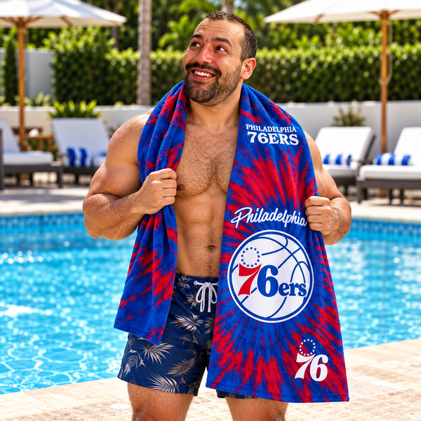 Philadelphia 76ers NBA Beach Towel – 100% Cotton, 30 x 60 Inches