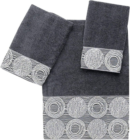 Avanti Galaxy 3 Piece Bath Towel, Hand Towel and Fingertip Towel Set, Granite