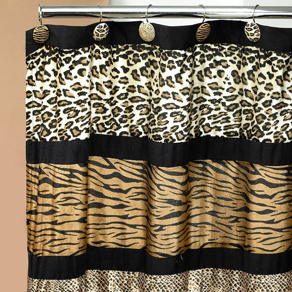 Gazelle Fabric Shower Curtain, Jezella, Leopard, Tiger, Animal Print, Brown