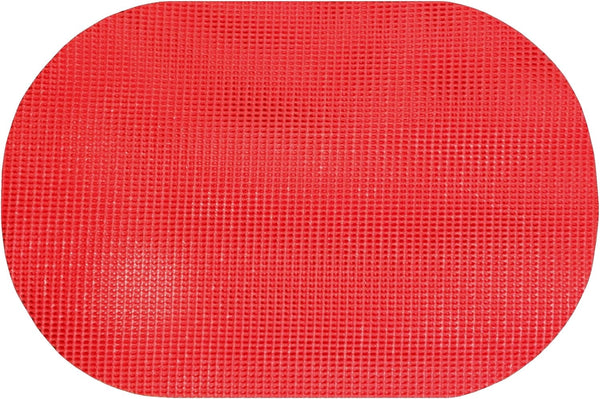 Set of 6 Waffle Weave Placemats Non Slip Oval Place Mats, Red