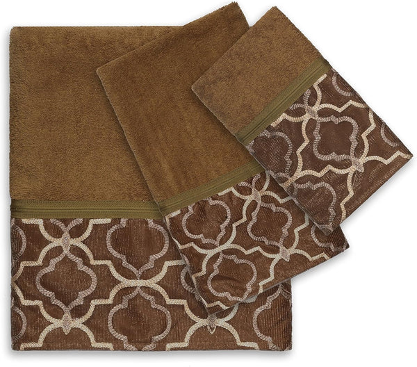 Spindle 3 Piece Bath Towel, Hand Towel and Fingertip Towel Set, Earthtones