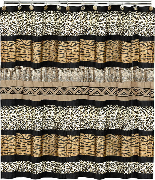 Gazelle Fabric Shower Curtain, Jezella, Leopard, Tiger, Animal Print, Brown