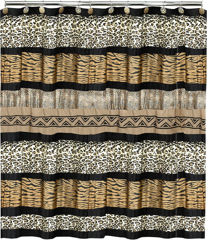 Gazelle Fabric Shower Curtain, Jezella, Leopard, Tiger, Animal Print, Brown