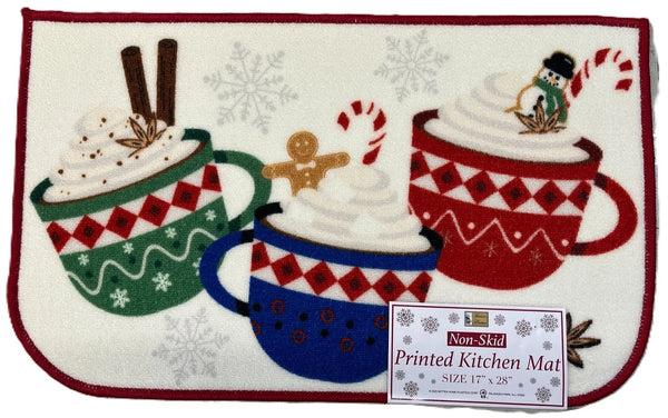 Christmas Kitchen Rug, 17" x 28" Half Moon Mat, Gingerbread Man