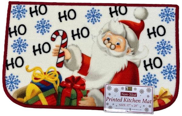 Christmas Kitchen Rug, 17" x 28" Half Moon Mat, Santa Ho, Ho, Ho