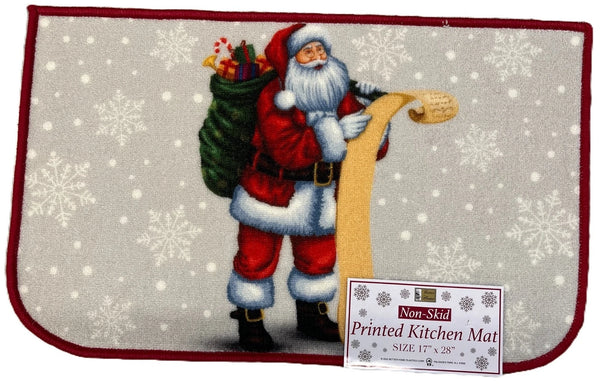 Christmas Kitchen Rug, 17" x 28" Half Moon Mat, Santa's List