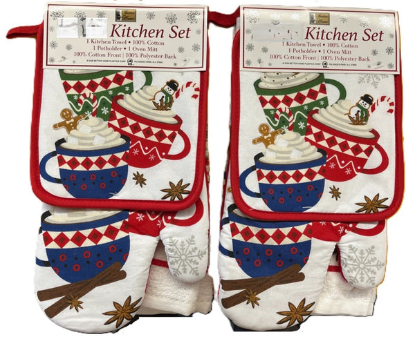 Merry Christmas 6 Piece Kitchen Set, 2 Dish Towels, 2 Pot Holders, 2 Oven Mitts - Gingerbread