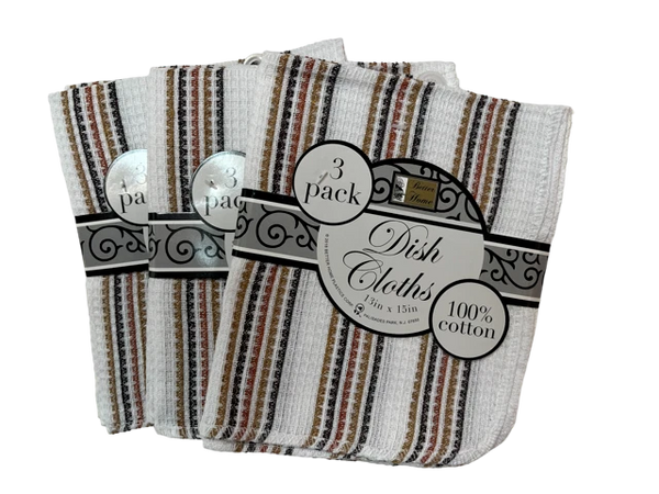 Set of 6 Extra Large Waffle Weave Dish Cloths - Brown/Rust/Tan